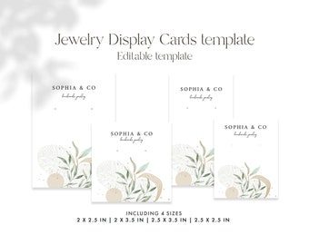 Jewelry Display Cards template. Editable Earring Packaging Template