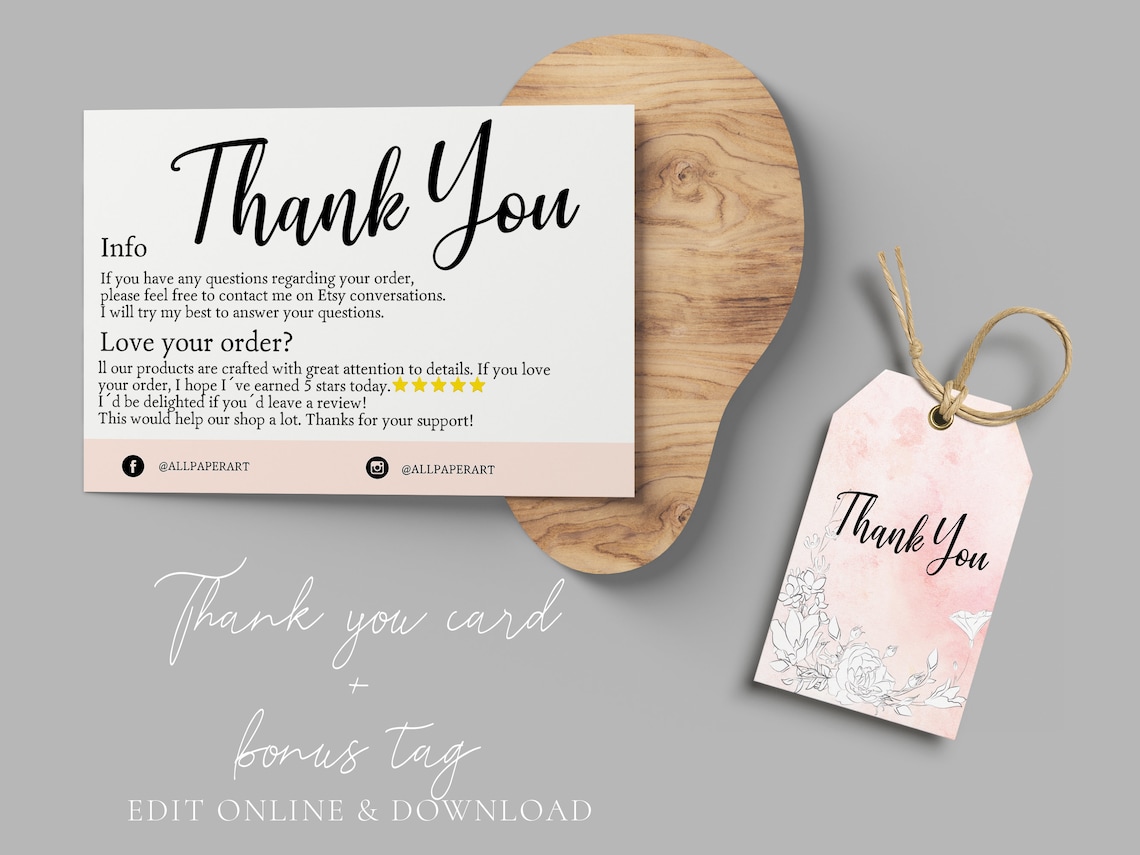 Thank you cards business INSTANT Review Cards Feedback Etsy