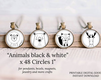 1 inch circle round animals images