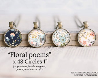 1 inch circle floral round images