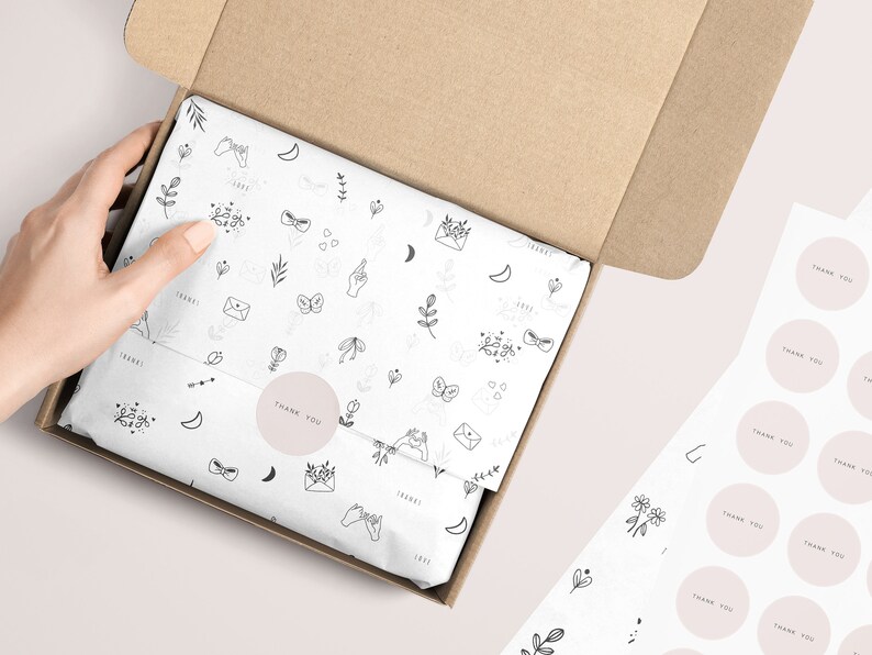 Tissue paper design download and sticker Branded Tissue Paper Etsy