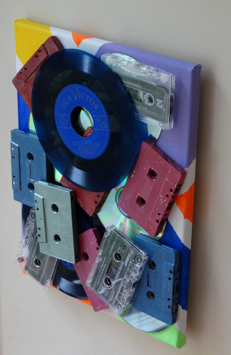 Cassette Tape Vinyl and CD Mixed media Wall Art Mixed Etsy