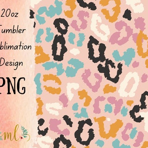 Bunte Leoparden-Sublimation - PNG - Digitaler Download - Digitales Design - Becher Design - Druckbar - 20 OZ - Skinny Tumbler