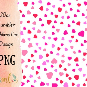 Valentine Hearts- Sublimation - PNG - Digital Download - Digital Design - Tumbler Design - Printable - 20 OZ - Skinny Tumbler- pink and red