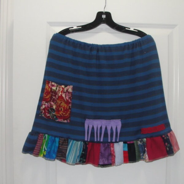 Clearance,Boho clothing,patchwork skirt, size S-M-L,bohemian skirt,bohemian clothing,upcycled skirt,recycled skirt,boho skirt, M-L-XL,