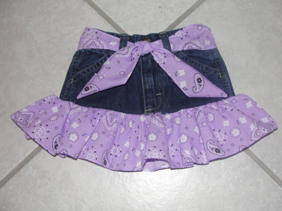 Yee Haa Cute Bandana Jean Skirt for Your Little Cowgirl. Jean Skirt