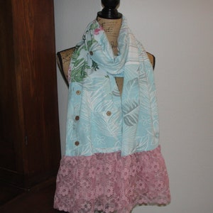 Boho patchwork, boho scarf, boho long scarf, bohemian pieced scarf, upcycled pieced scarf, shabby chic scarf,patchwork scarf,oversized scarf