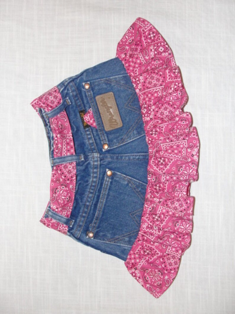 Pretty in Hot Pink cowgirl toddlerbandana skirt jean skirt Etsy