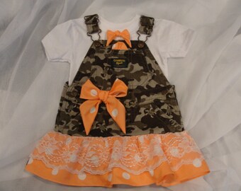 Camo and Lace for your little Diva!  Size 9-12m. camo tutu, tutu, camo diva, overall dress, camo overall dress, overall tutu