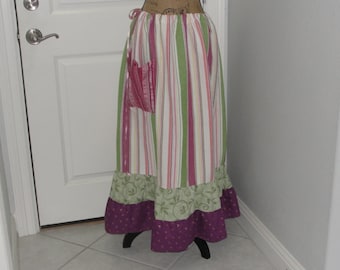 Boho ruffledskirt. Size M-L-XLboho,bohemian tunic/dress,bohemian clothing,upcycled skirt,recycled skirt,boho plus size skirt