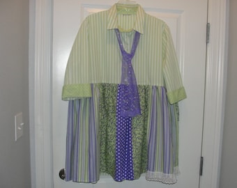 Shirt dress/tunic,upcycled smock,boho clothing,bohemian clothing,upcycled plus size,boho plus size,boho tunic,plus size tunic,Size 1x-2x