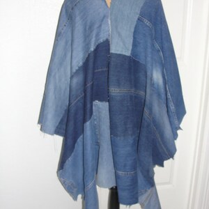 DENIM PONCHO WITH BELT DETAILS