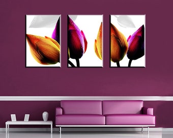 PF3303 Elegant Lotus! -  Printed & Internal Framed 3 panel oil painting on canvas