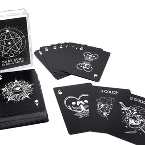 Gotisch zwart-wit POKERKAARTDEK, Kaartspel, Verzamelkaarten, Gokken, Geïllustreerd kaartspel, Pokerkaarten, Schedelpoker, Kaartspel
