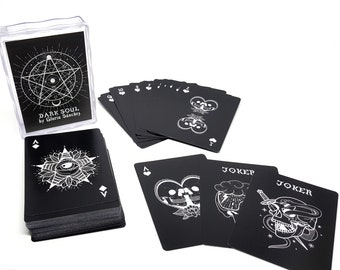 Gothic Black and white  POKER CARD DECK, Card Game, Collectible cards, Gambling, Illustrated card deck, Poker cards, Skull poker