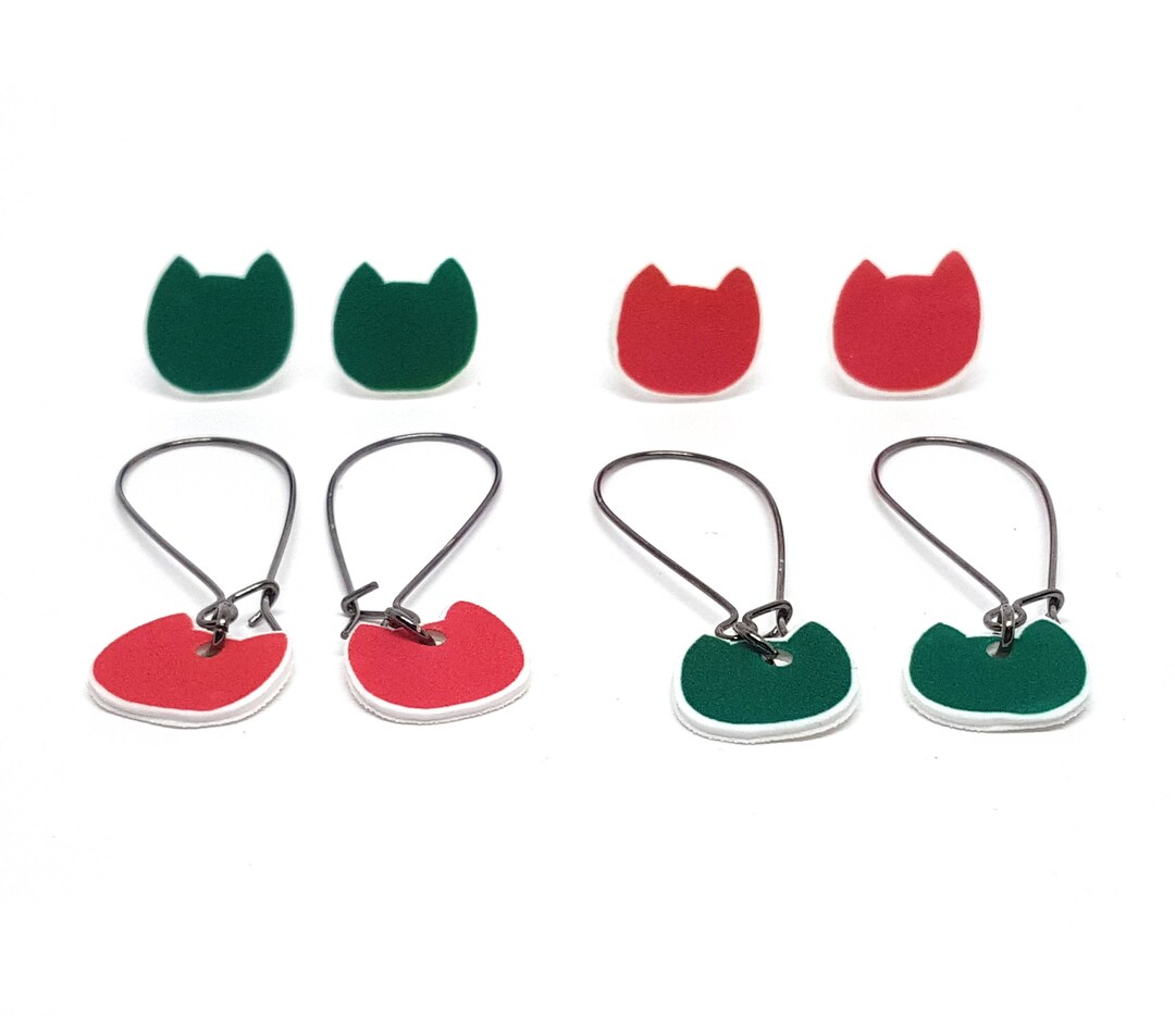 Cute Cat Earrings Cats Acrylic Earrings Peach Cat Earrings Etsy