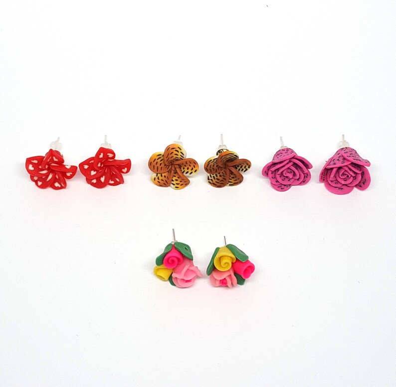 Resin Flowers stud earrings, Colorful acrylic earrings, Floral jewelry, Floral earrings, Christmas Gift, Cute earrings, Colorful flowers image 5