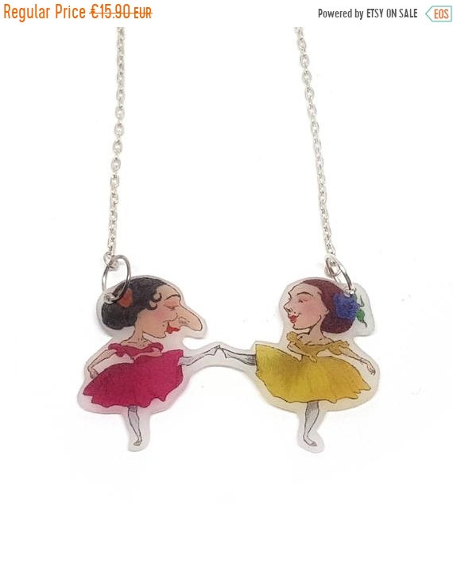 on sale ballerina necklace, vintage dancer necklace, victorian dancer, dancing necklace, ballet pendant, dancer girl, point shoe