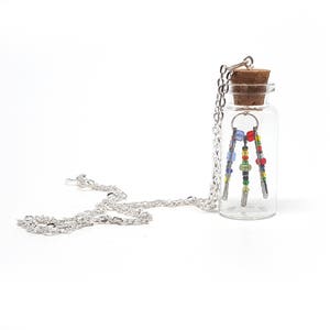 Long Magic Bottle Necklace, Glitter Fantasy bottle Necklace, Small Treasure pendant, Mystery Necklace, Glitter Glass Bottle Necklace, Magic