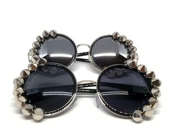 Black Friday Sale 50%, Black or Silver Steampunk glasses. Unisex eyewear. Punk Futuristic summer. Embellished goggles. Oversized sunglasses