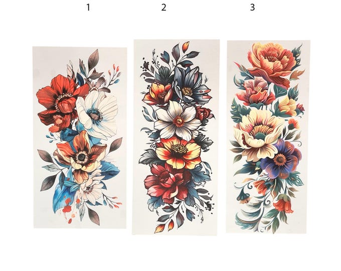 Vintage Floral Temporary Tattoo | Boho Temporary Tattoo | Festival ...