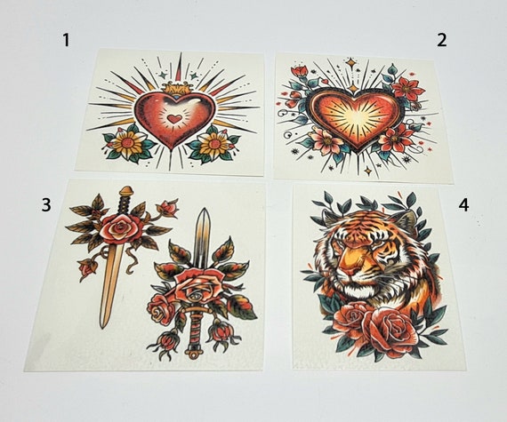 Old School Vintage Style Temporary Tattoos (9/10 X 9/10 Cm Approx