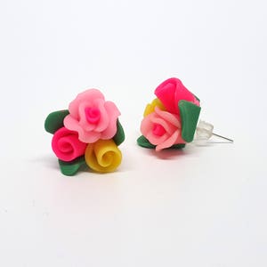 Resin Flowers stud earrings, Colorful acrylic earrings, Floral jewelry, Floral earrings, Christmas Gift, Cute earrings, Colorful flowers image 4