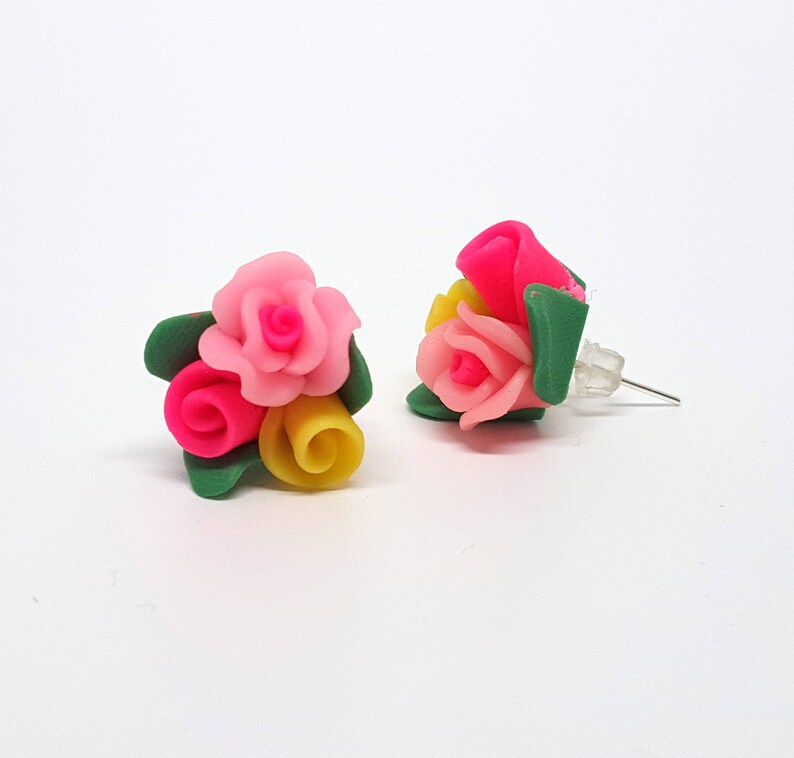 Resin Flowers stud earrings, Colorful acrylic earrings, Floral jewelry, Floral earrings, Christmas Gift, Cute earrings, Colorful flowers image 4