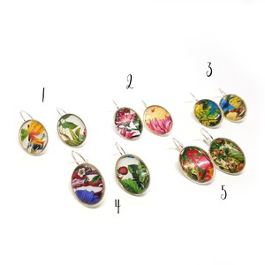 Black friday sale, Cyber monday sale, Gardening earrings, Botanical earrings, one of a kind, Floral earrings, Illustrated earrings image 2