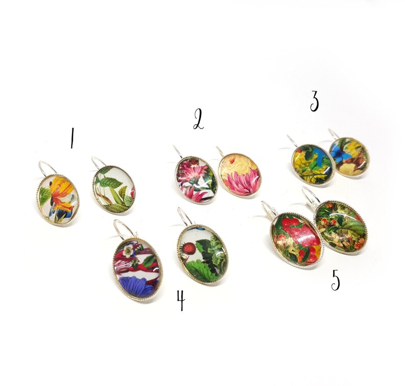 Black friday sale, Cyber monday sale, Gardening earrings, Botanical earrings, one of a kind, Floral earrings, Illustrated earrings image 2