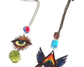 Psychedelic Eye Necklace, Multicolor Trippy Eye Pendant, All Seeing Eye Talisman Necklace, Third Eye Jewelry Pendant, Evil Eye Necklace