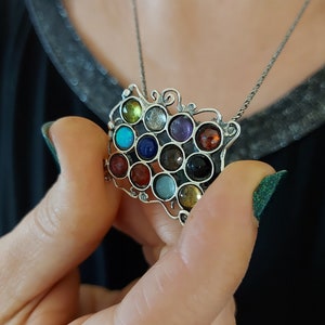 Sterling Silver Gemstone Necklace: 12 Tribes of Israel, Hoshen