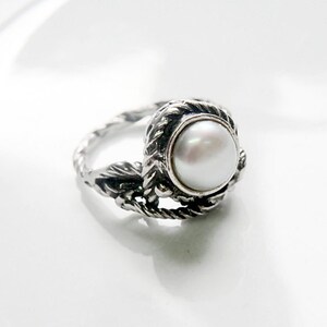 Sterling Silver Pearl Ring: Wax Modeled Freshwater Pearl