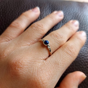 Sterling Silver Birthstone Ring: Dainty Hammered Stacking Ring