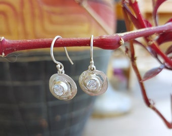 Silver drop earrings, Clear quartz dangle earrings, Minimalist earrings, Unique gift for women