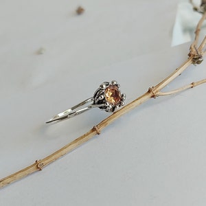 Dainty Silver Ring, Gemstone Ring, Minimalist Ring, Flower Jewelry, Promise Ring, Alternative Ring, Birthday Gift for Women, Unique ring