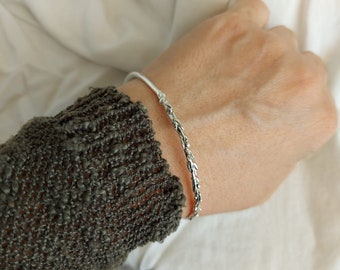 Sterling Silber Olivenblatt Armreif Armband - Stacking Bangle