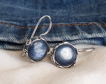 Blue Kyanite Earrings: Sterling Silver Dangle Earrings