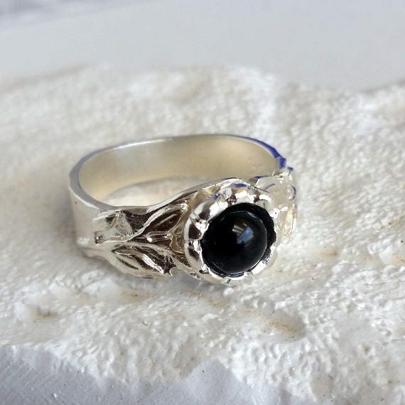 Mens Black Ring Sterling Silver Ring Black Onyx Ring Etsy