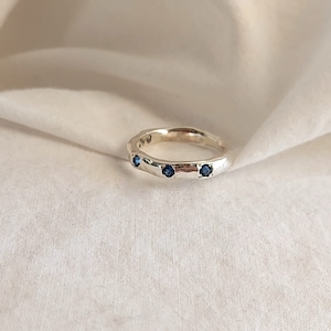Sapphire Sterling Silver Band Ring: Personalized Birthstone Jewelry