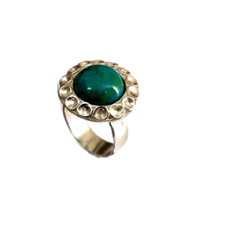 Large turquoise ring Flower Gemstone ring Anniversary gift Turquoise ring Birthday gift Blue statement ring Silver flower ring