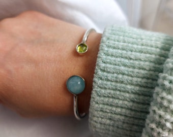 Armband i sterlingsilver med ädelstenar: Modernt armband med födelsesten