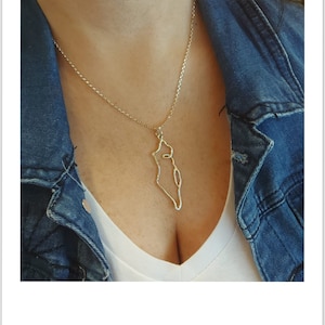 Collier carte d'Israël, collier d'Israël, collier en argent, pendentif d'Israël, bijoux juifs, bijoux judaïques, superposition de collier, cadeau personnalisé