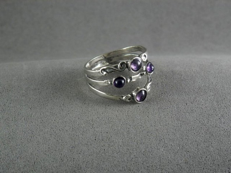 Amethyst ring Purple Silver ring Stacking ring Gemstone | Etsy
