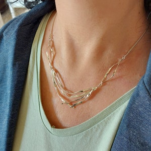 Silver statement necklace, Sterling silver, Handmade jewelry, Unique silver necklace, Silver necklace, Gift for her, Valentine&#39;s day gift