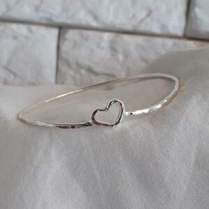 Silver bangle bracelets for women, Heart Frame Bangle, Stacking bangle, Love bangle, Personalized gifts image 8