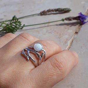 Opal Ring, Silver Opal ring, Unique silver ring, Gemstone ring, Gift for Mom, White Opal Ring, Dainty Ring, Birthday Gift for Women