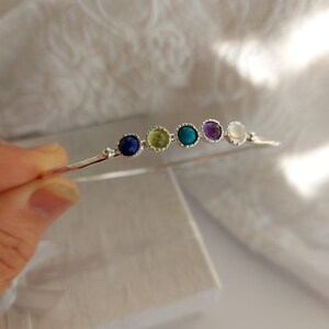 Silver Bangle Bracelet, Birthstone bangle for women, Mother's day gift, Personalized Gifts image 7