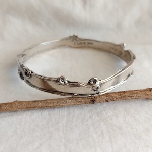 Personalized Cuff Bracelet, Solid Silver Bracelet, Wide Engraved Bangle for women, Sterling Silver Bangle, Unique Jewelry, Women's day Gift