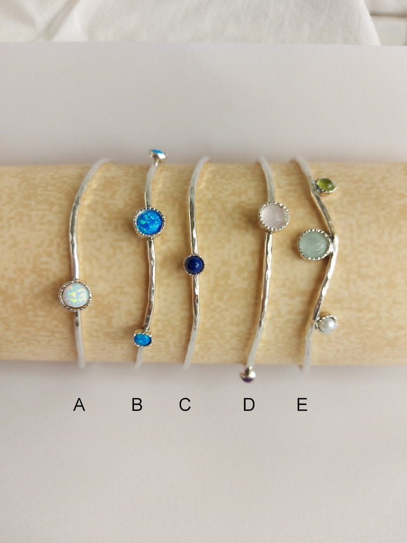 Layered Bracelet for women, Birthstone bracelet, Silver Bangles, Stacking Bracelets, Personalized Gifts, Boho Bangle, Birthstone Jewelry image 10